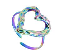 FIRSTXIU Open And Adjustable Finger Accessory Elegant Heart Rings Stainless Steel Adjustable Couples Rings Jewelry Accessory Daily Wear