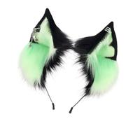 FIRSTXIU Realistic Cats Ear Hairband Handmade Plush Hair Clip For Cosplays Costume Green Blue Cute Anime Animal Ear Hairband