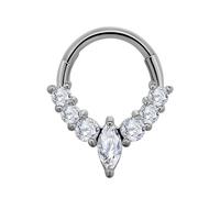 FIRSTXIU Simple Crystal Nose Rings Septum Clickers Stainless Steel Piercing Accessory For Ear Cartilage Elegant Body Jewelry Stylish Piercing