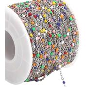 FIRSTXIU Stylish 2M Stainless Steel Beaded Chain Multifuntional Jewelry Component Jewelry Making Chain For Necklace Making Multipurpose