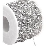 FIRSTXIU Stylish 2M Stainless Steel Beaded Chain Multifuntional Jewelry Component Jewelry Making Chain For Necklace Making Multipurpose