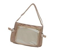 FIRSTXIU Stylish College Crossbody Bag Large CapacityTransparent Badge Holder Ergonomic Shoulder Strap Practical Nylon Satchel Anime Inspired Transparent Window Bag