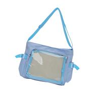 FIRSTXIU Stylish College Crossbody Bag Large CapacityTransparent Badge Holder Ergonomic Shoulder Strap Practical Nylon Satchel Anime Inspired Transparent Window Bag