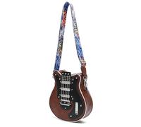 FIRSTXIU Stylish Guitar Shaped PU Leather Crossbody Bag Casual Shoulder Bags Satchel Purse for Music Lover and Travelers