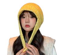 FIRSTXIU Unique Knit Hat Hip Hop Skull Caps Highlight for Trendsetting Pullover Warm Skull Caps Knitted Hat Party Club Knitted Yellow