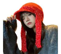 FIRSTXIU Unique Knit Hat Hip Hop Skull Caps Highlight for Trendsetting Pullover Warm Skull Caps Knitted Hat Party Club Knitted Red