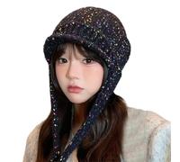 FIRSTXIU Unique Knit Hat Hip Hop Skull Caps Highlight for Trendsetting Pullover Warm Skull Caps Knitted Hat Party Club Knitted Black