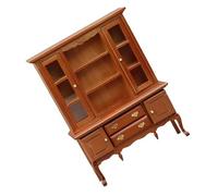FIRSTXIU Vintage Dollhouses Accessory 1/12 Miniature Bookshelf With Working Door And Drawers For Dollhouses Display Collectible Toy Wood Cabinet For Doll House