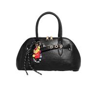 FIRSTXIU Vintage Versatile Handbag Shoulder Bag with Detachable Strap Unique Pendant PU Leather Crossbody Purse for Women