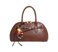 FIRSTXIU Vintage Versatile Handbag Shoulder Bag with Detachable Strap Unique Pendant PU Leather Crossbody Purse for Women