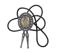 FIRSTXIU Western Styles Leather Cord Bolotie With Metal Initial Letter Pendant Adjustable Necktie Shirt Collar Chain Necklace Bolo Tie