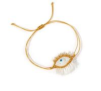 FIRSTXIU White Glass Bead Eye Charm Adjustable For Couples Handmade Jewelry Dopamine Inspired Design Wristchain Round Bead Wristband With Eyelash Design