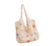 FIRSTXIU Women Beach Bag Knitted Shoulder Bag Fashion Handbag with Flowers Large Capacity Armpit Bags for Travel