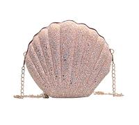 FIRSTXIU Women's Glitters Shell Bag With Sequins Chain PU Leather Shoulder Bags For Birthday And Parties Costume Accessories