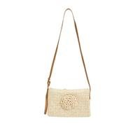 FIRSTXIU Women's Handmade Woven Straw Bag For Vacatio Beach Travel And Casual Crossbody Shoulder Bags With Flower Decors