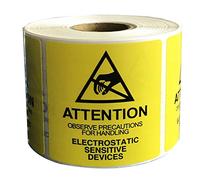 FirstZi Self Adhesive Static Warning Sticker Label, Attention - Observe Precautions for Handling - Electrostatic Sensitive Devices, 2x2 Inches Anti-Static ESD Label Perforated, 500 per Roll