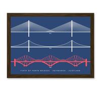 Wee Blue Coo Firth Forth Bridges Edinburgh Scotland Queensferry Artwork Framed Wall Art Print A4