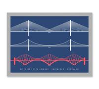Firth Forth Bridges Edinburgh Scotland Queensferry Artwork Framed Wall Art Print A4 Artery8 Light Grey One Size