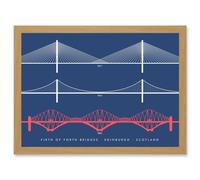 Wee Blue Coo Firth Forth Bridges Edinburgh Scotland Queensferry Artwork Framed Wall Art Print A4