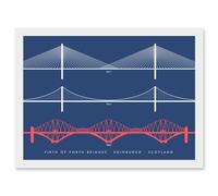 Wee Blue Coo Firth Forth Bridges Edinburgh Scotland Queensferry Artwork Framed Wall Art Print A4