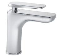 Firth Mono Basin Mixer Tap - Monobloc Single Lever, Chrome Finish, Solid Brass, Modern Curved Design, Vanity Basin, Easy Fit