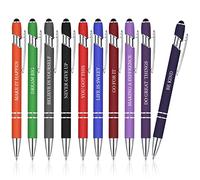 Firtink 10Pcs Inspirational Quote Pens Metal Ballpoint Pens with Stylus Tip | Personalised Motivational Messages, Black Ink Pens, Ideal Gift for Students, Teachers, Friends and Colleagues
