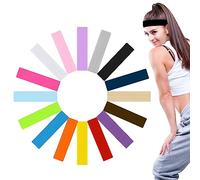 Firtink 16 Pcs Yoga Cotton Headbands Stretchy Elastic Solid Headbands Mixed Colors Ballet Head Band Cotton Sports Hairband for Women Girls Suitable for Yoga, Pilates, Running, Cycling