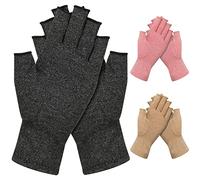 Firtink 3 Pairs Compression Gloves for Arthritis for Women and Men, Fingerless Gloves Non-slip for Computer Typing, Dailywork, Hands and Joints Pain Relief