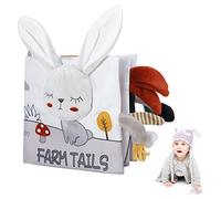 Firtink Baby Books, Soft Crinkle Cloth Sensory Toy High Contrast Soft Book, Fabric Touch and Feel Activity Early Development Toy Infant Boy Girl Shower Present (Rabbit)