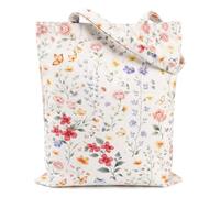 Firtink Canvas Tote Bag with Zip Women Shopping Bag with Pocket | Cotton, Long Handle, Reusable, Washable, Foldable, Pocket inside, Women Girls Gift, Cat Gifts for Women