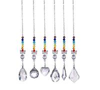 Firtink Sun Catchers for Windows, 6 PCS Crystal Suncatcher Glass Pendants Prism Hanging Ornament for Outdoor Garden Decorations Chimes Indoors Friendship Dream Rainbow Making
