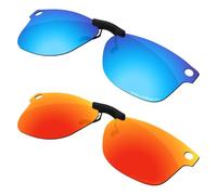 Firtox Unisex Polarized Clip-on Sunglasses Clips for Ray-Ban Meta Wayfarer Standard RW4006 (Size M 50-22), Protect Your Eyes - Ice Blue & Orange Red