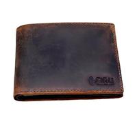 Firu-Handmade Buffalo Leather Slim Bifold Wallet for Men with RFID Blocking-Slim with 8 Card Slots-Extra Capacity with 2 ID Windows-Vintage Design (Buffalo Brown)