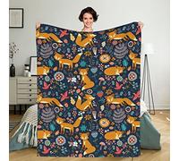 Firuacx Cartoon Fox Fleece Throw Blanket 80x60 inch, Pixie Fox Cozy Plush Warm Lightweight Travel Blankets for Bedroom Living Rooms Sofa Beds Office