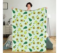 Firuacx Cute Avocados Fleece Throw Blanket 60x50 inch, Cartoon Green Avocado Cozy Plush Warm Lightweight Travel Blankets for Bedroom Living Rooms Sofa Beds Office