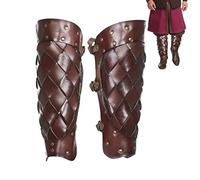 Firulab Leather Leg Guards | Medieval Leather - 1 Pair Adult Mens Halloween Party Cosplay Costume for Historical Re-enactments
