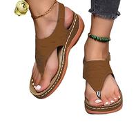 Firulab Women's Brown Platform Wedge Sandals, Arch Support, Comfortable Orthotic Sandals, Size 35 EU