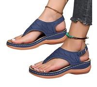 Firulab Women's Dark Blue Wedge Sandals, Size 35 EU, Arch Support, Comfortable Orthotic Sandals for Women
