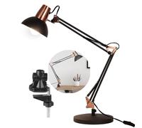 FIRVRE Industrial Table Lamp with Swing Arm, Desk Lamps Office with Clamp, Work Lamp for Bedroom Study Home Office
