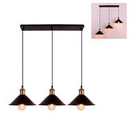 FIRVRE Kitchen Light Shade 3 Light, Industrial Ceiling Lights with Black and Gold Lampshade, Adjustable Cable, Metal Pendant Light Shade for Kitchen Island Dining Room Cafe