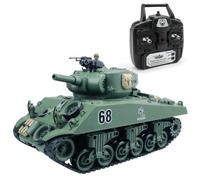 fisca Remote Control Tank, 2.4Ghz 15CH 1/20 Sherman M4A3 Main Battle RC Tank That Shoot Airsoft for Boys Age 10 11 12-16 Year Old