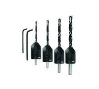 Fisch 063/124S Wood Twist Drill/Countersink Set, 0 V, Silver/Black, 3/4/5/6 mm Diameter, 4-Piece
