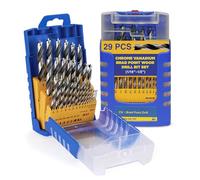 Fisch Chrome Vanadium Wood Brad Point Bits, 29-Piece Set, Imperial Sizes 1/16-1/2 Inches, FSF-364757