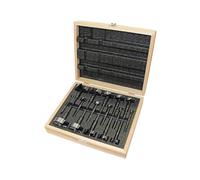 Fisch FSA-367208 16 Piece Black Shark Forstner Drill Bit Set Custom Wooden Box Includes Bits from 1/4-inch up to 2-1/8-inch Diameter Forged Steel Made in Austria
