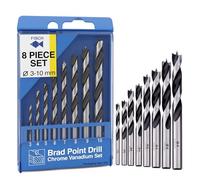 Fisch - FSF-134893 FSF-328094 3-10mm Set of Chrome Vanadium Brad Point Drill Bits, 8-Piece