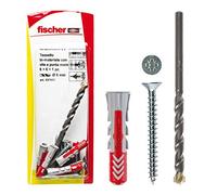 Fischer 12 x Duopower Dowels with Screw and 1 Drill Bit, 5 x 25 mm, for Solid Wall, Perforated Brick, Plasterboard, 537635