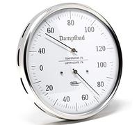 Fischer 183.01 Steam Bath Thermohygrometer 160 mm Hair Hygrometer and Bimetal Thermometer Stainless Steel Made in Germany