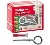 Fischer 541745 Dowel with Closed Eyelet Duopower, Grey/Red, 25 pz, Set of 25 Pieces