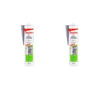 fischer 40385 Multipurpose Silicone Sealant, Kitchen & Bathroom, Transparent, 280ml (Pack of 2)
