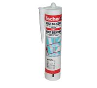 fischer 40386 Multipurpose Silicone Sealant, Kitchen and Bathroom, White, 280ml